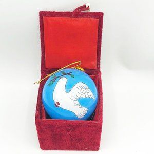 Li Bien Handpainted White Dove Glass Ornament